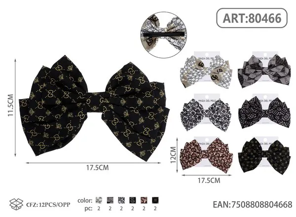Broche para cabello de moño de tres capas con estampado dorado