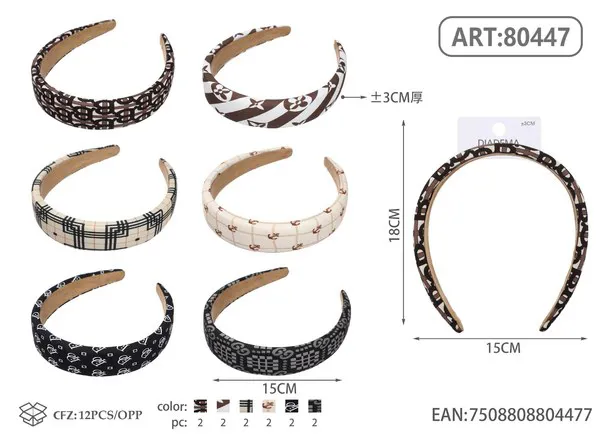 Diadema acolchada con estampado de monograma café