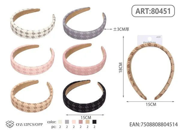 Diadema acolchada con estampado de logos pequeños