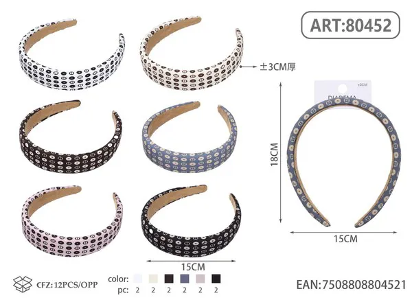 Diadema acolchada con estampado de cuadrícula