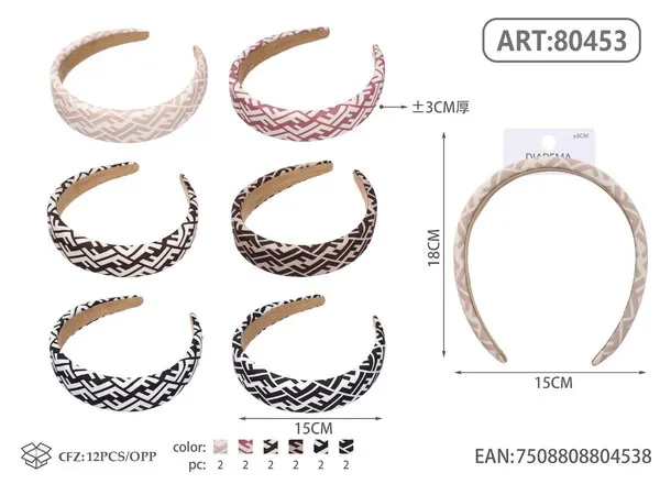 Diadema acolchada con estampado de zigzag