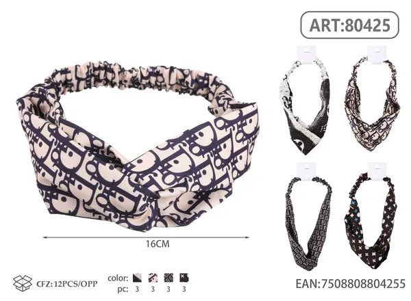 Diadema elástica cruzada con estampado de letras