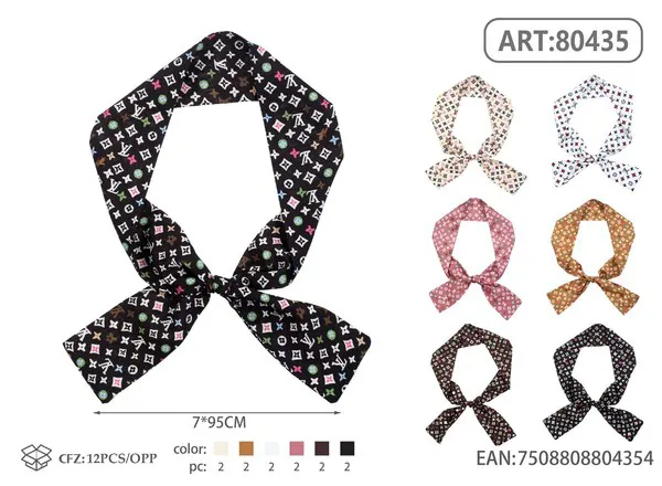 Cinta larga para el cabello con estampado de monograma multicolor