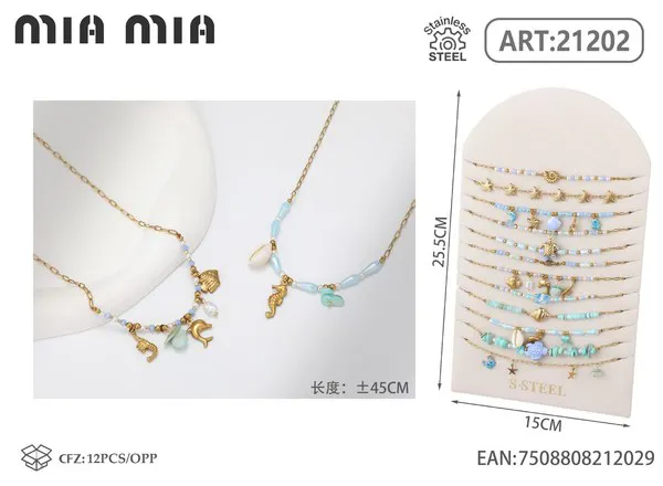 Collar de cuentas con dijes marinos color azul