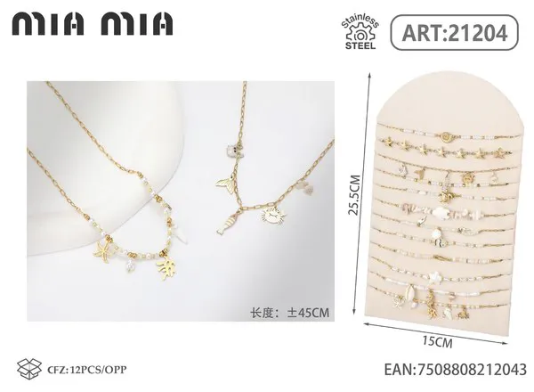 Collar de cuentas con dijes marinos color blanco
