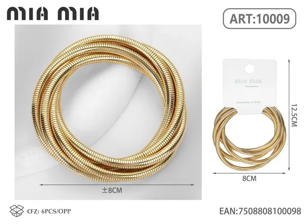 Brazalete flexible dorado de cinco vueltas
