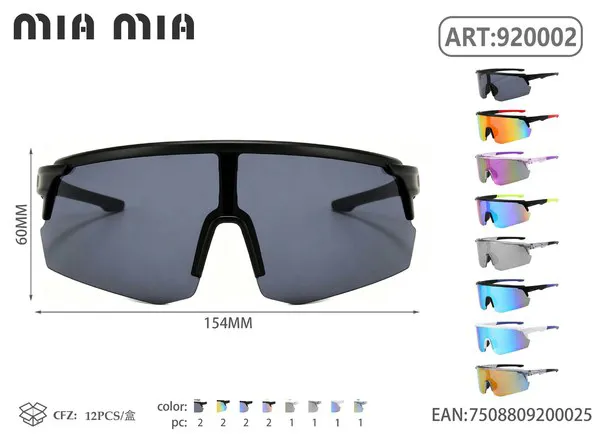 Gafas de sol deportivas con montura negra y lente gris