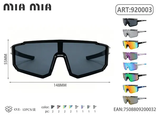 Gafas de sol deportivas envolventes con montura negra
