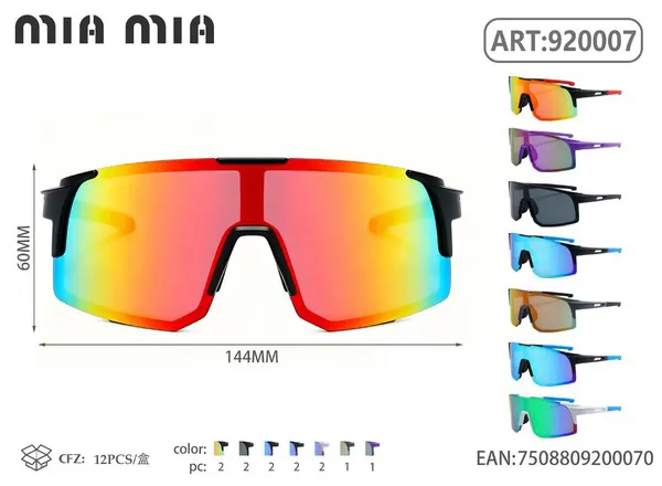 Gafas de sol deportivas con montura negra y roja y lente espejo