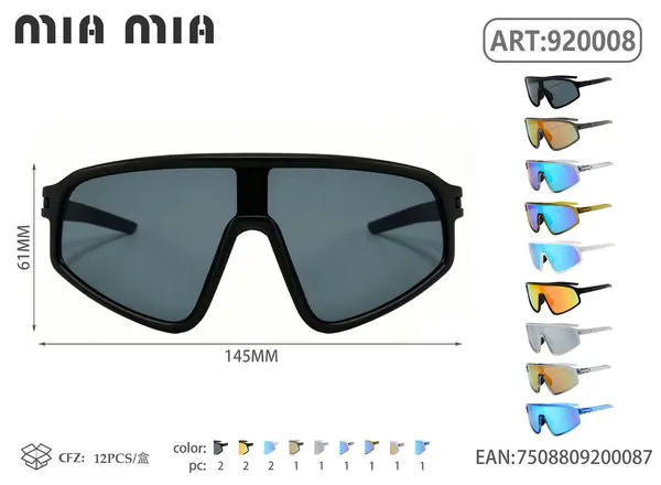Gafas de sol deportivas con montura negra y lente ahumado