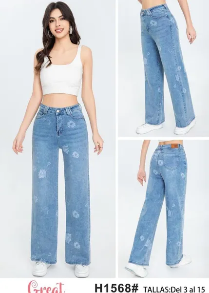 Jeans con estampado floral