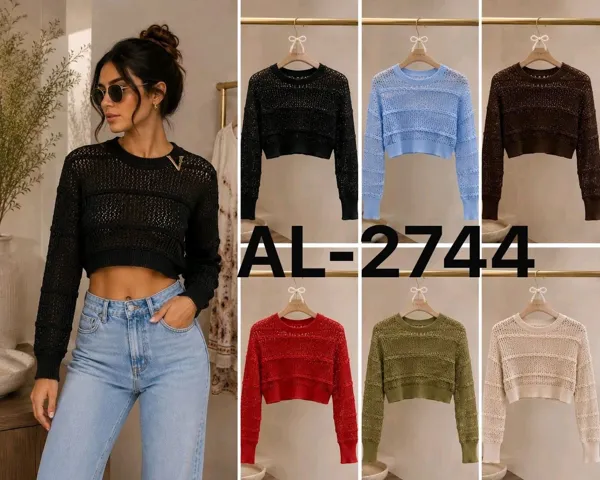 Suéter crop top tejido