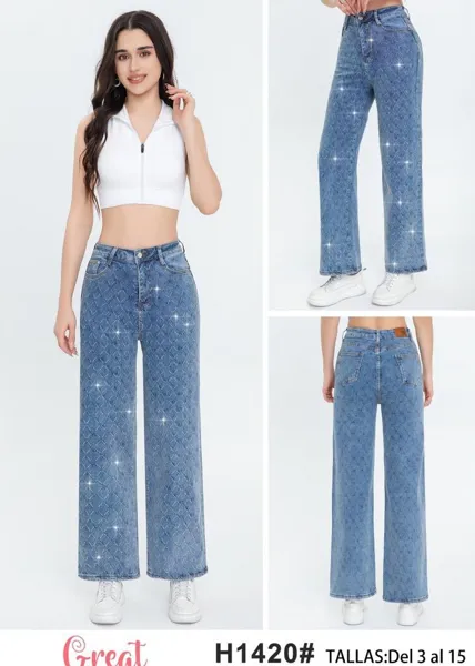 Jeans de mezclilla con patrón
