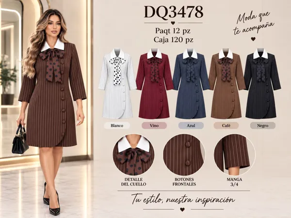 Vestido con botones y lazo