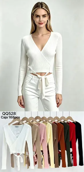 Blusa cruzada de canalé