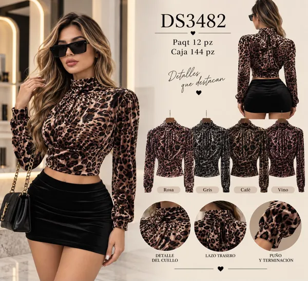 Blusa de manga larga con estampado animal