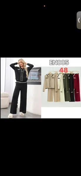 Conjunto de dos piezas de cárdigan y pantalón-EN005
