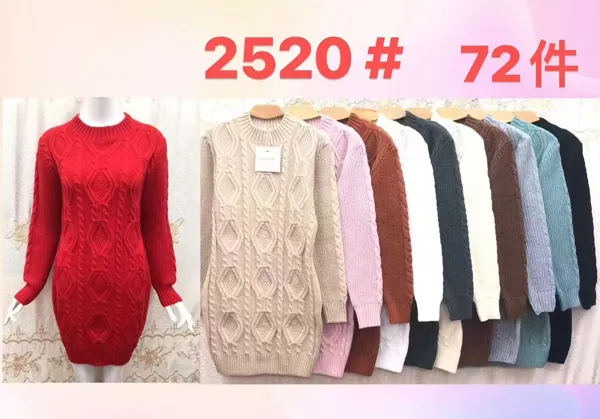 Vestido de Punto de Manga Larga-2520