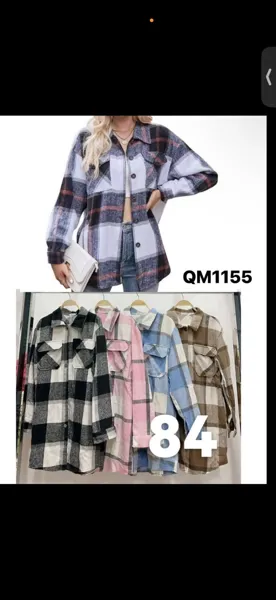 Camisa de cuadros de manga larga-QM1155