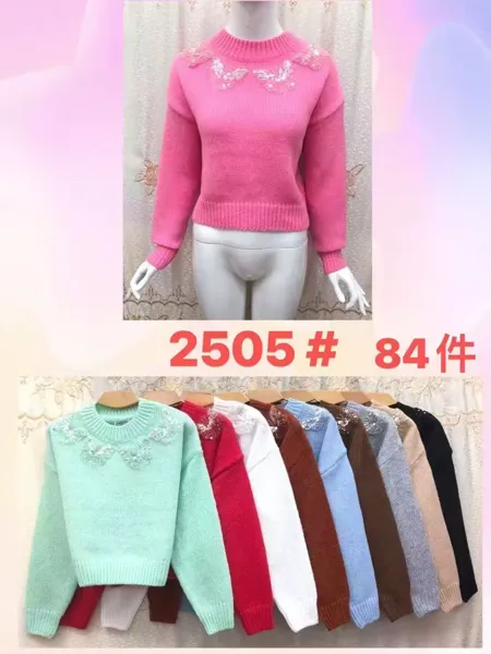 Suéter con cuello redondo y diseño de mariposas-2505