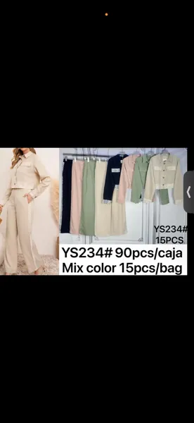 Conjunto de camisa y pantalón con detalle de encaje-YS234