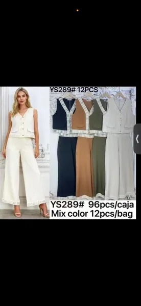 Conjunto de chaleco sin mangas y pantalón palazzo-YS289