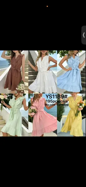 Vestido casual con volantes y cinturón-YS1189
