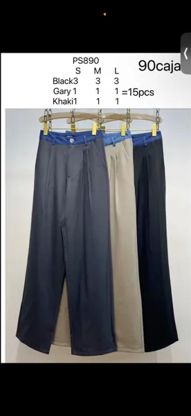 Pantalones anchos de mujer con cinturilla-PS890