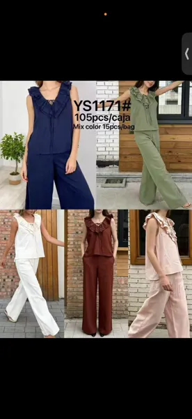 Conjunto de Top Sin Mangas y Pantalón Ancho-YS1171