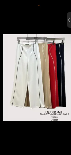 Pantalones de vestir con ribete de color contrastante-PS963