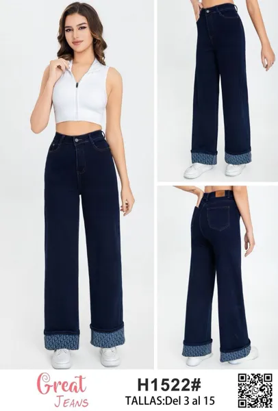 Jeans de corte recto con dobladillo estampado