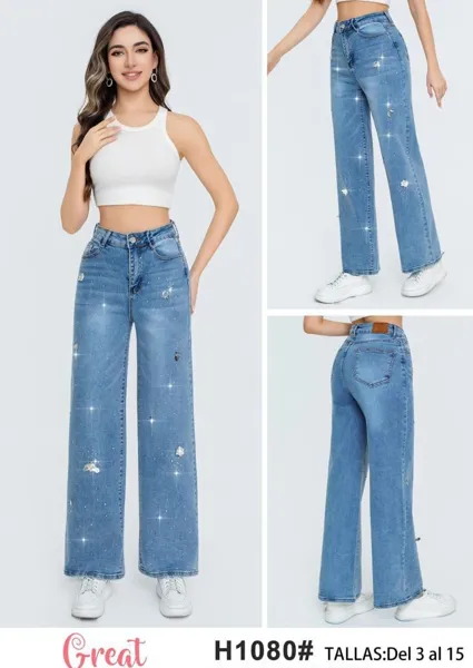 Jeans de mezclilla con aplicaciones