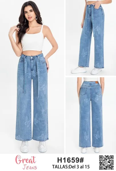 Jeans con estampado de mariposas