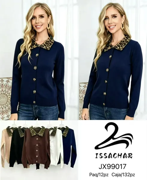 Cardigan con cuello estampado