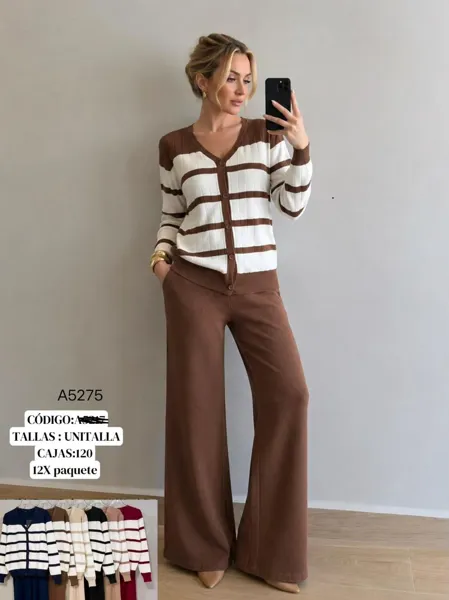 Conjunto de cárdigan y pantalón