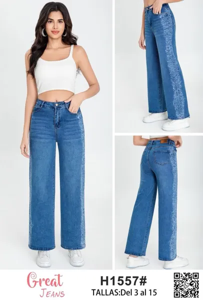Jeans con bordado lateral