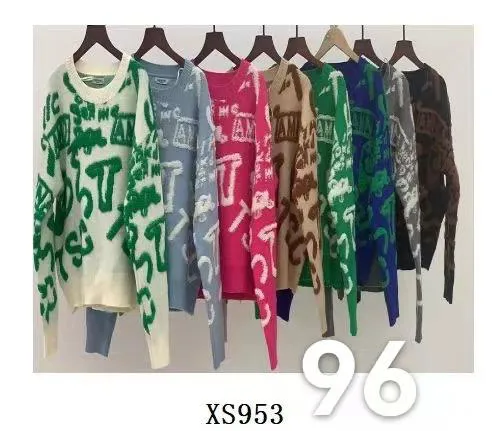 Suéter de punto con estampado de letras tipo graffiti-XS953