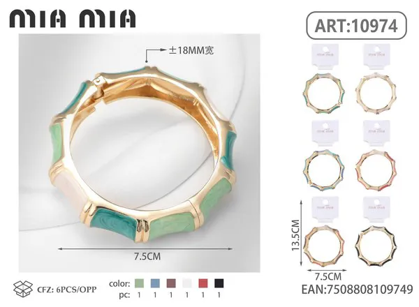 Brazalete esmaltado tipo bambú