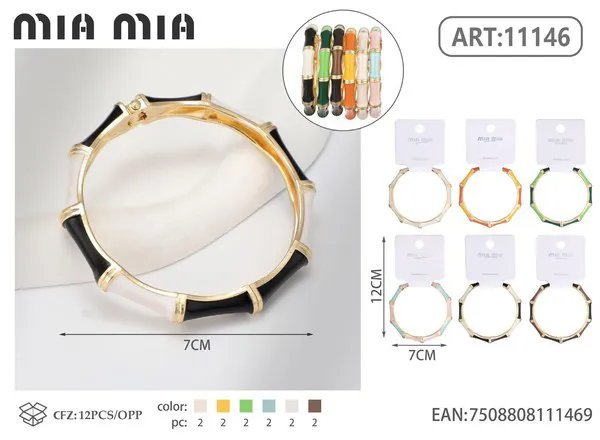 Brazalete rígido de esmalte bambú