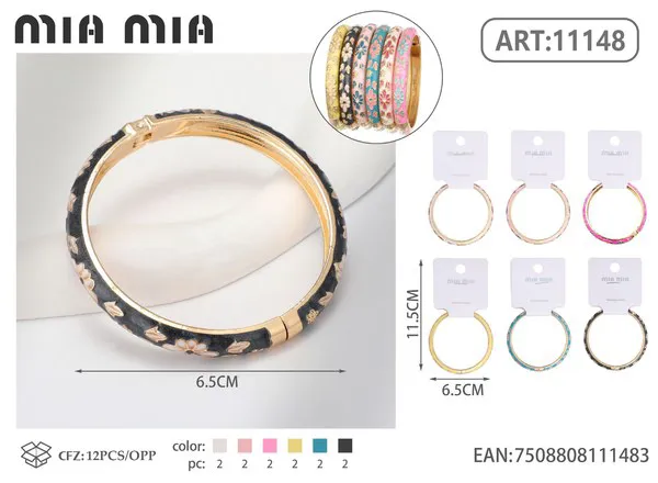 Brazalete esmaltado con flores