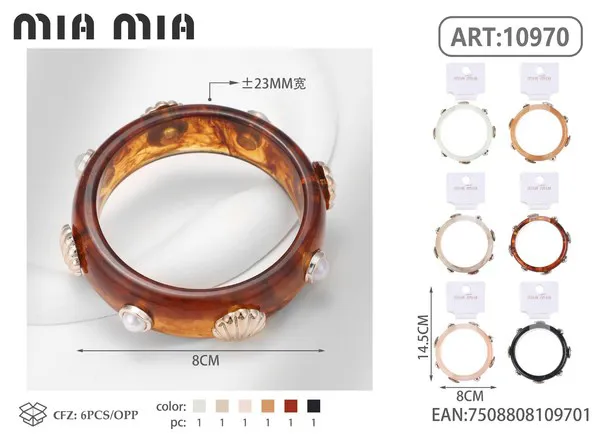 Brazalete de resina con perlas