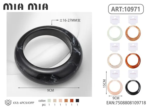Brazalete redondo de resina negra