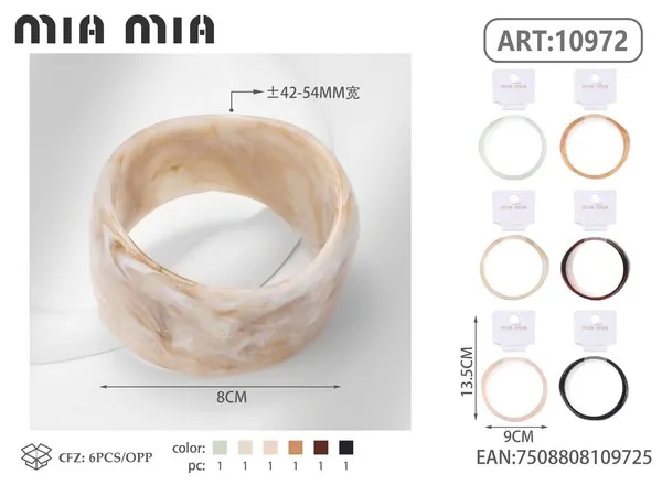 Brazalete ancho de resina marmoleada clara