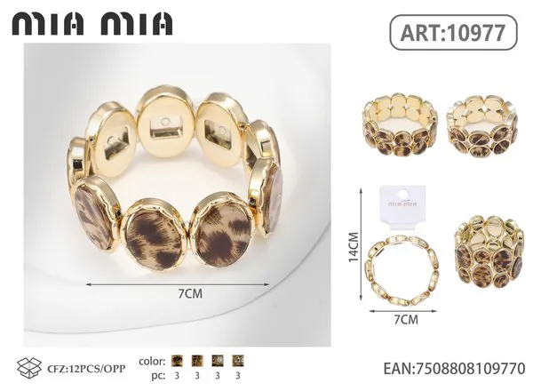 Pulsera elástica de resina animal print