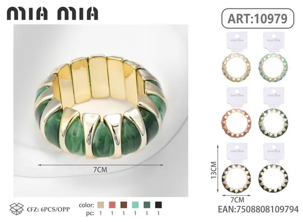 Pulsera elástica de resina verde