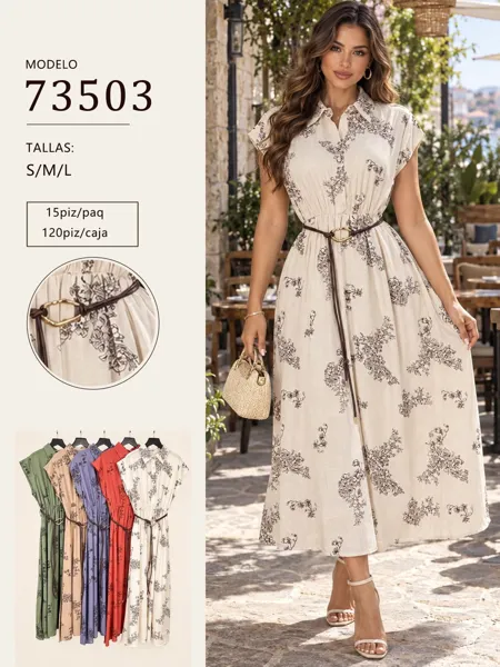 Vestido estampado con cinturón