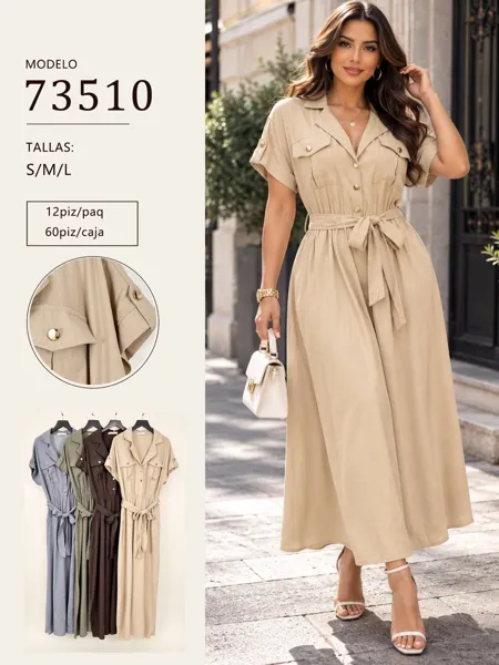 Vestido tipo camisa con cinturón