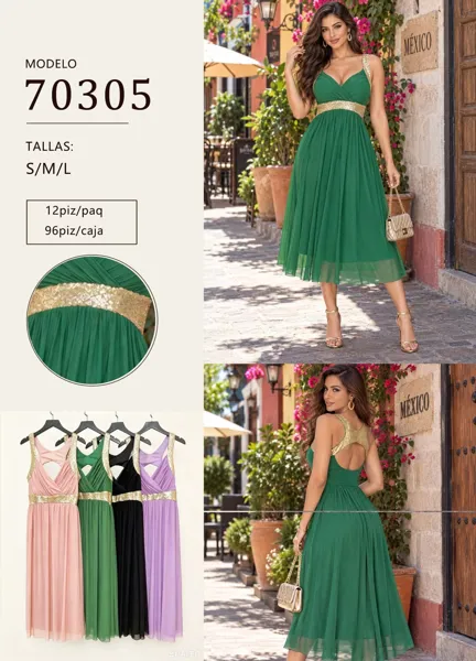 Vestido con detalle de lentejuelas