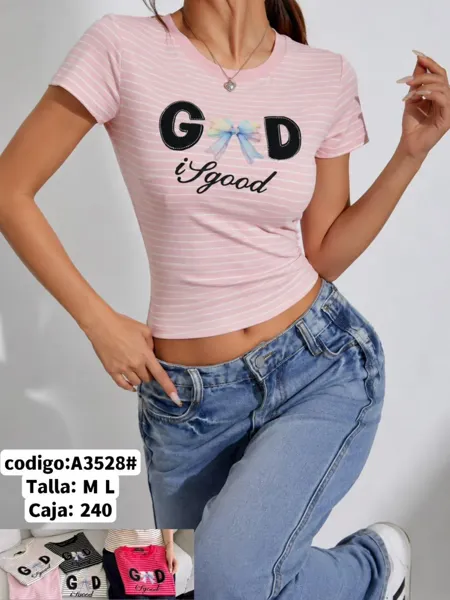 Playera a rayas con estampado