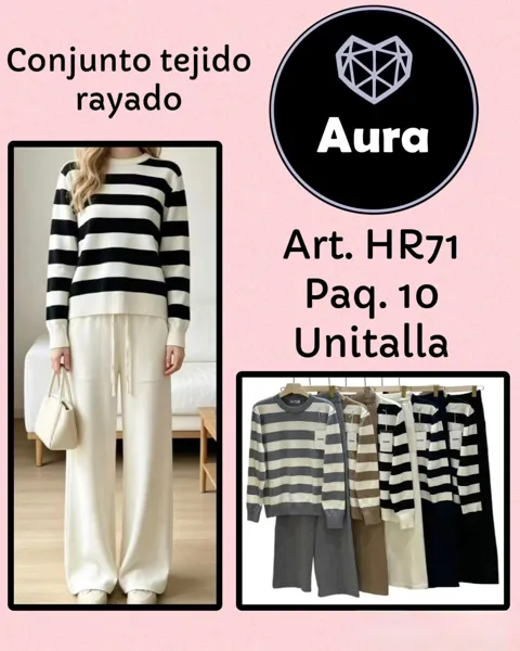 Conjunto tejido rayado